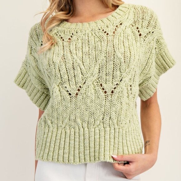 S/S Cable Knit Sweater - Picture 1 of 2